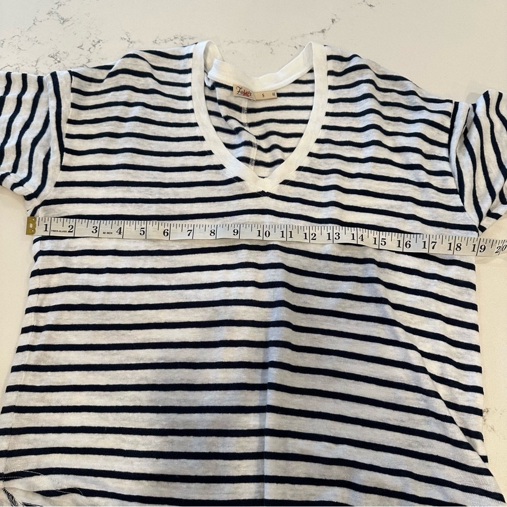 Faherty Navy and White Striped V-Neck Top - Picture 7 of 7